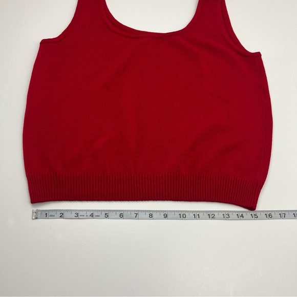 St. John Red Sweater Knit‎ Tank Top Womens Size Large Sleeveless Popover - Picture 6 of 7